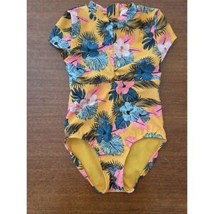 girls art class one‎ piece swimsuit Sz Xs 4/5 Floral Leotard Dance
